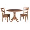 International Concepts Round 42 in Dual Drop Leaf Table, 2 Emily Side Chairs, Distressed Oak, 42 in W, 42 in L, 29.5 in H K42-42DP-C617P - alternate 1